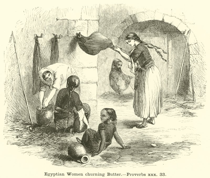 Ägyptische Frauen beim Butterrühren, Sprüche, xxx, 33 von English School