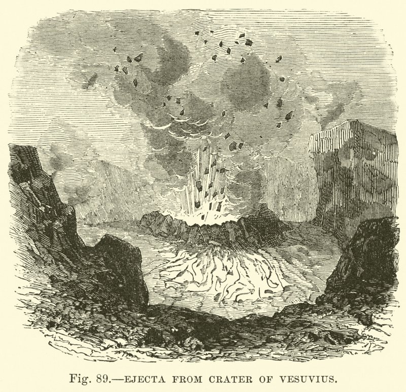 Auswurfmaterial aus dem Krater des Vesuvs von English School