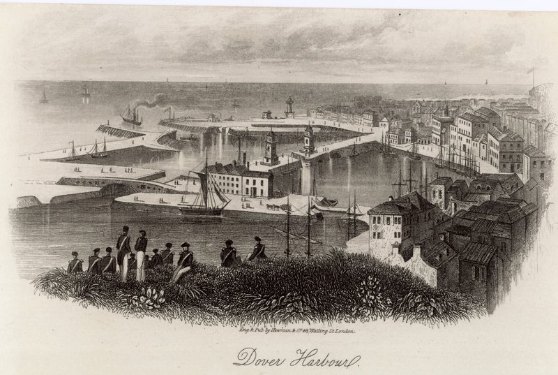 Gesamtansicht des Hafens von Dover von English School