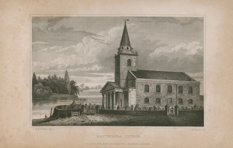 Allgemeine Ansicht der Battersea Church von English School