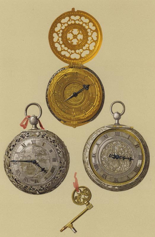 Vergoldete Uhr, Silberne Weckeruhr von English School