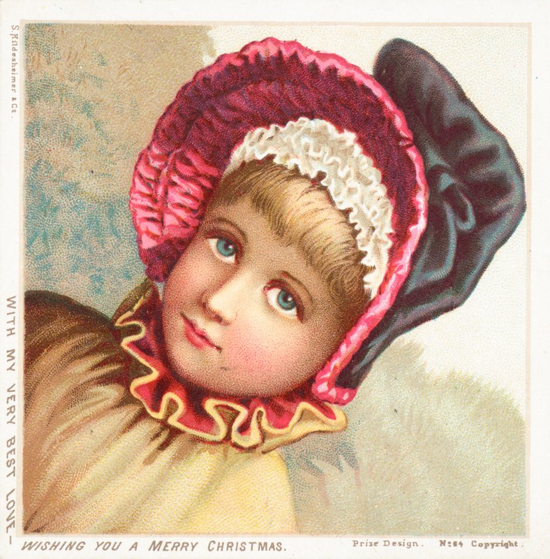 Mädchen mit Haube, Weihnachtskarte von English School