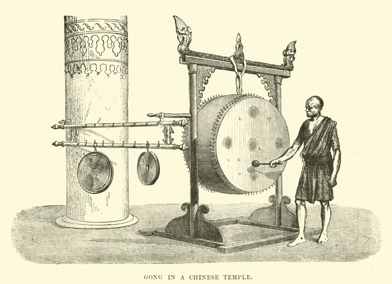 Gong in einem chinesischen Tempel von English School