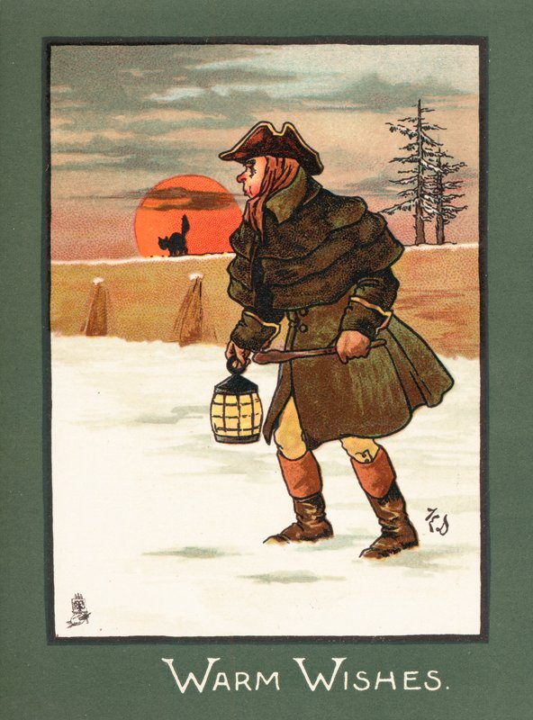 Straßenräuber im Schnee, Weihnachtskarte von English School