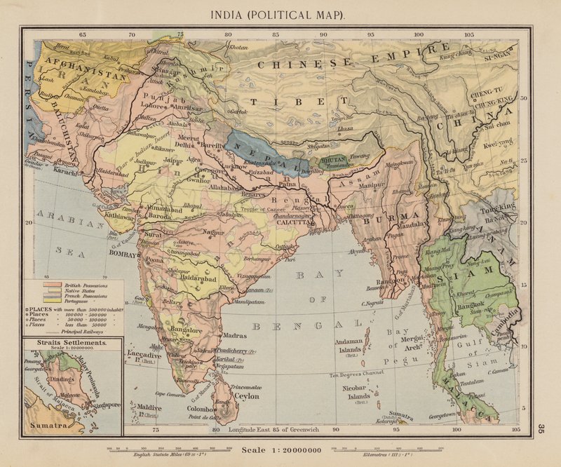 Indien, Politische Karte von English School