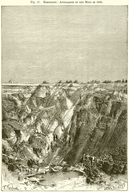 Kimberley: Aussehen der Mine im Jahr 1880 von English School