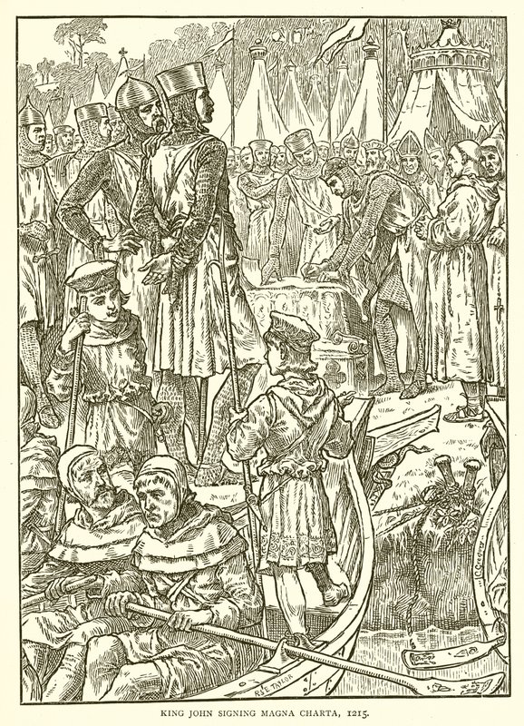 König Johann unterzeichnet die Magna Charta, 1215 von English School