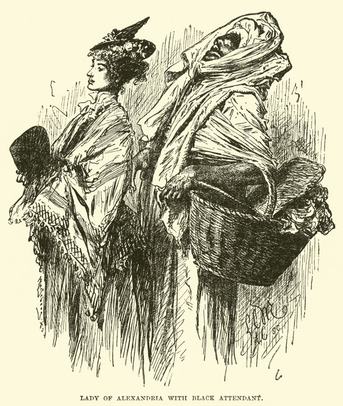 Dame von Alexandria mit schwarzem Diener von English School