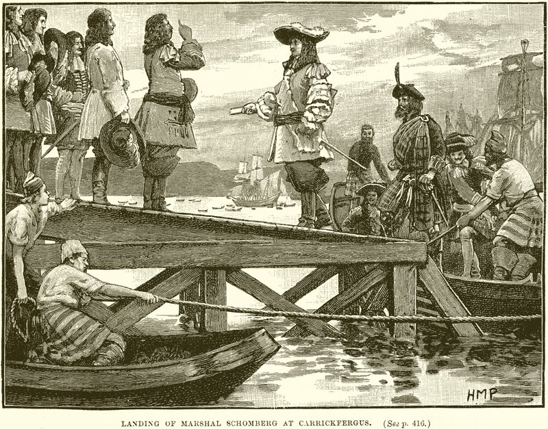 Landung von Marschall Schomberg in Carrickfergus von English School
