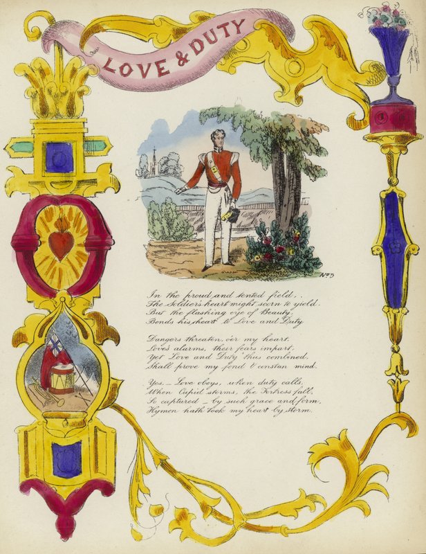 Liebe & Pflicht, britische Valentinskarte von English School