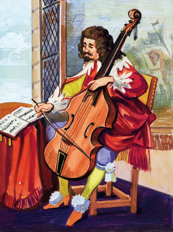 Mann spielt Cello von English School