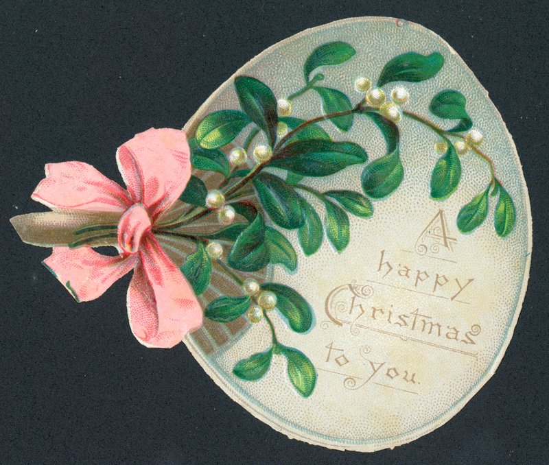 Mistelzweig-Fächer, Weihnachtskarte von English School