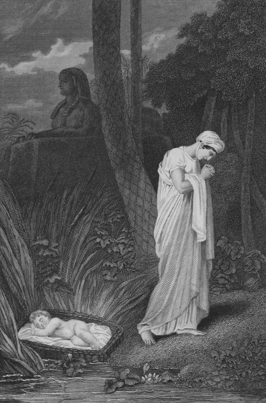 Moses im Schilf ausgesetzt (Gravur) von English School