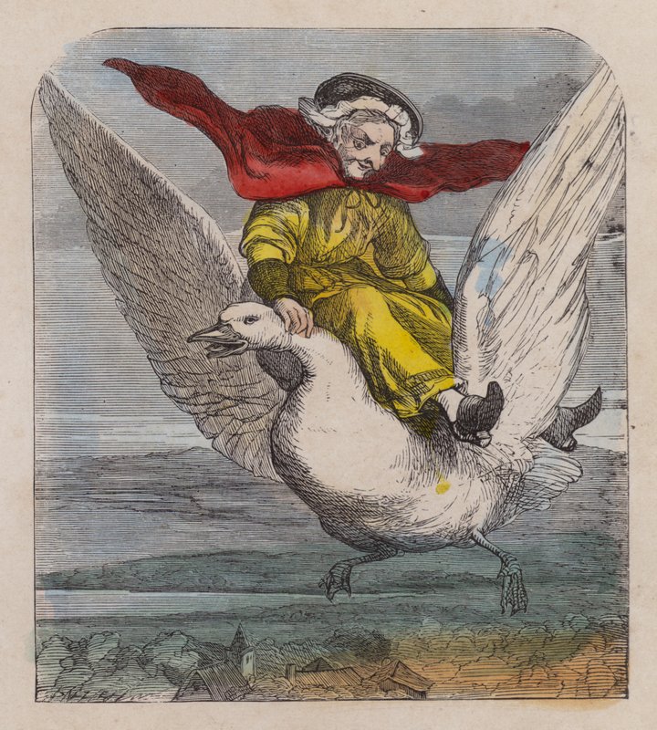 Alte Mutter Gans (farbige Gravur) von English School