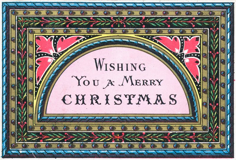 Muster und Blätter, Weihnachtskarte von English School