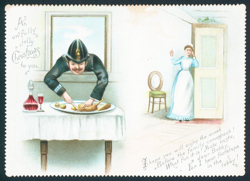 Polizist und Magd, Weihnachtskarte von English School