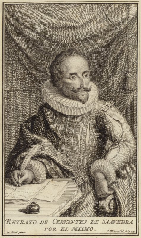 Porträt von Miguel de Cervantes von English School