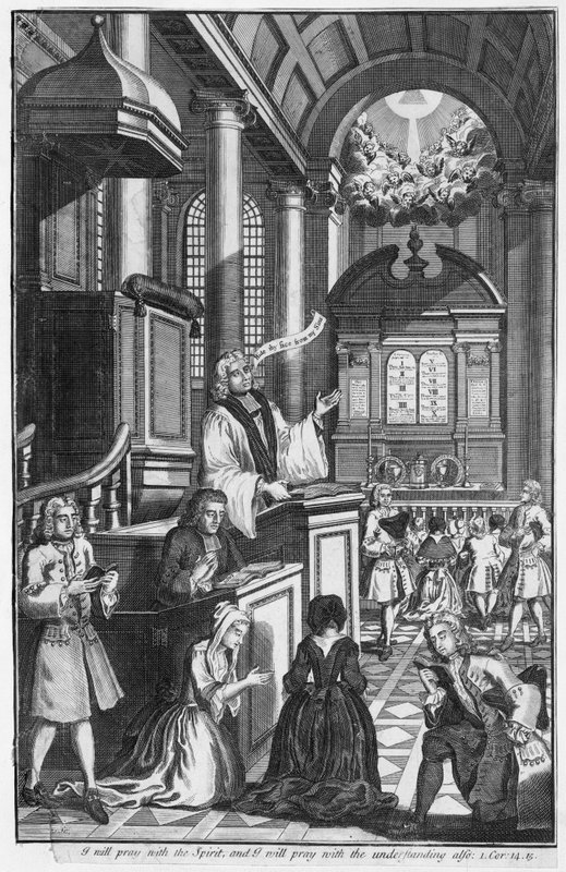 Predigt in einer nicht identifizierten Kirche von English School