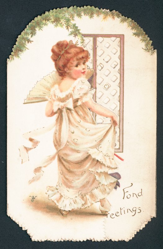 Hübsches Mädchen tanzt, Weihnachtskarte von English School