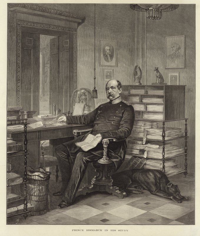 Prinz Bismarck in seinem Arbeitszimmer von English School
