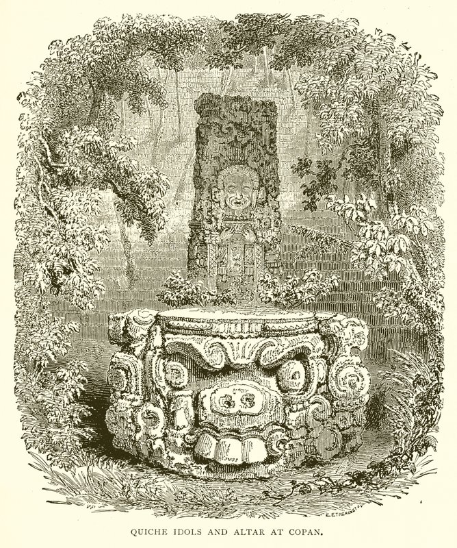 Quiche-Götzen und Altar in Copan von English School