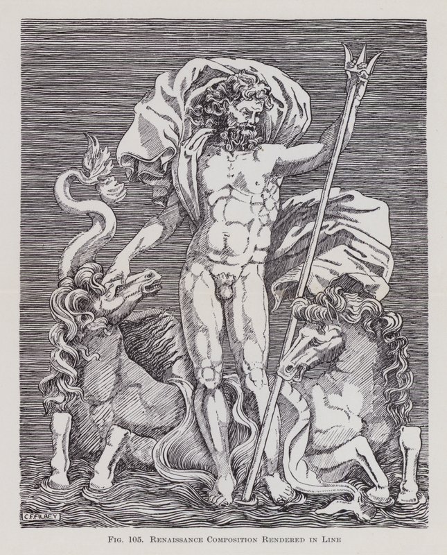 Renaissance-Komposition in Linien dargestellt (Lithografie) von English School
