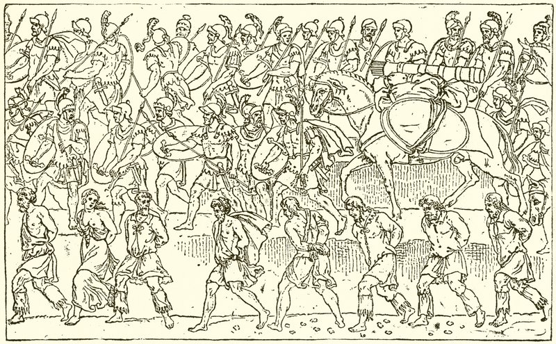 Römische Soldaten und barbarische Gefangene von English School