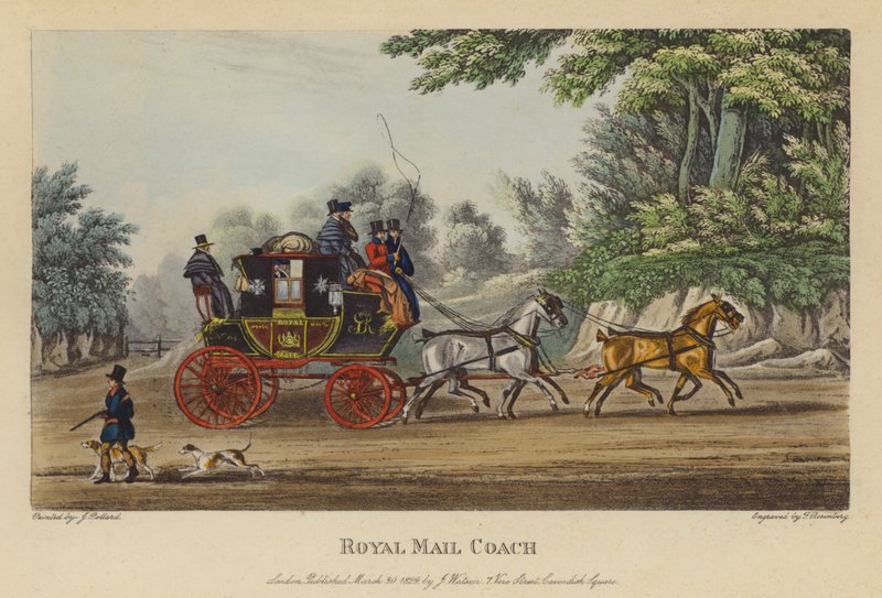 Royal Mail Coach (farbige Gravur) von English School