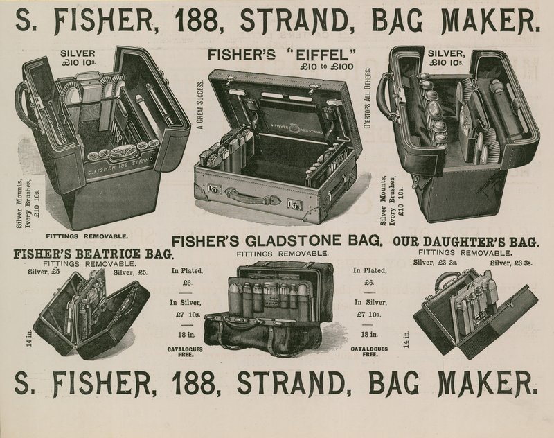 S Fisher, 188 Strand, Taschenmacher von English School
