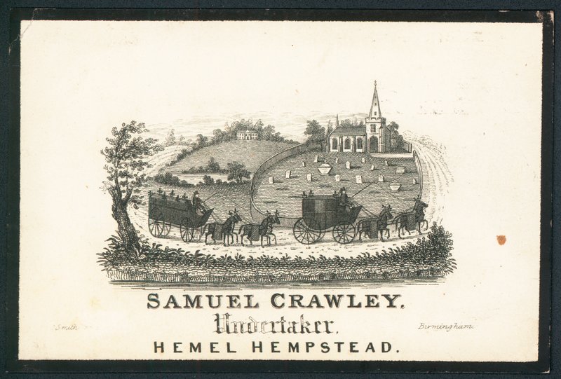 Samuel Crawley, Bestatter, Visitenkarte von English School