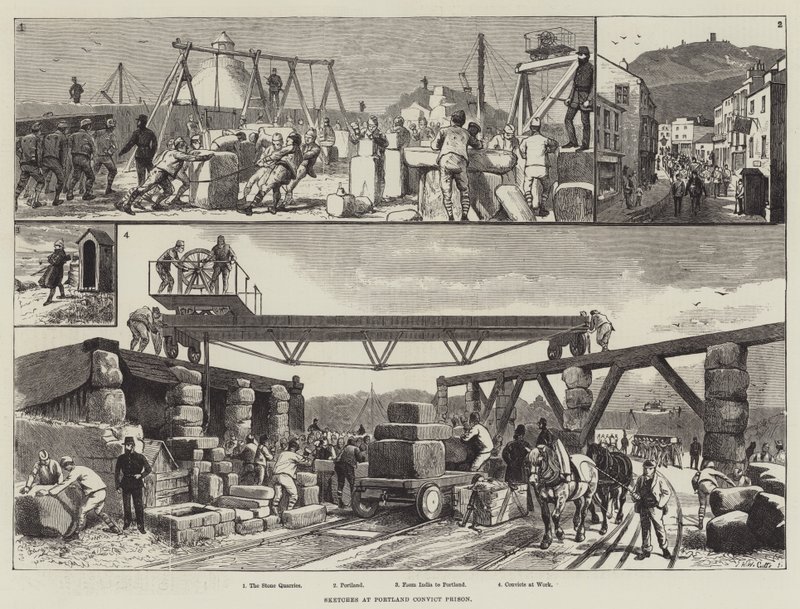 Skizzen im Portland-Strafgefängnis (Stich) von English School