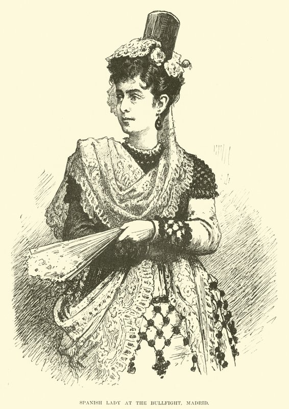 Spanische Dame beim Stierkampf, Madrid von English School