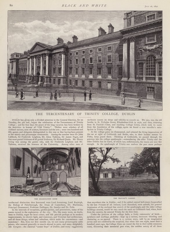 Dreihundertjahrfeier des Trinity College, Dublin, Irland von English School