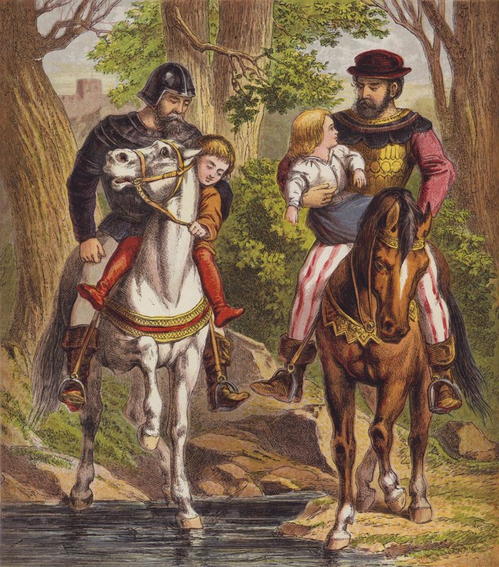 Die Kinder im Wald (Farblithografie) von English School