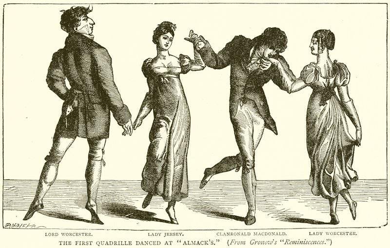 Der erste Quadrille-Tanz bei Almacks von English School