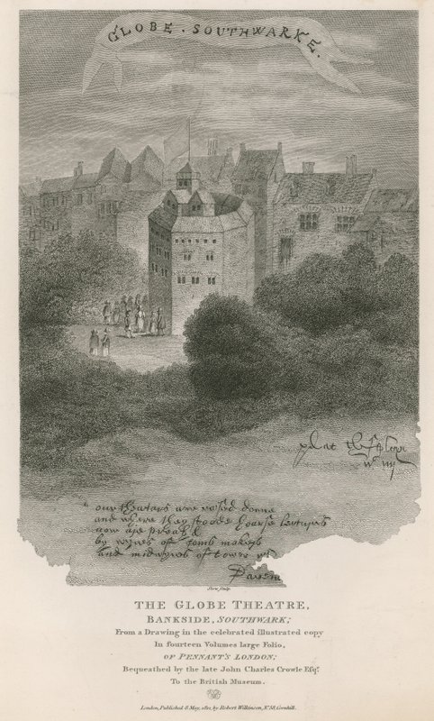 Das Globe Theatre, Bankside, Southwark, London von English School