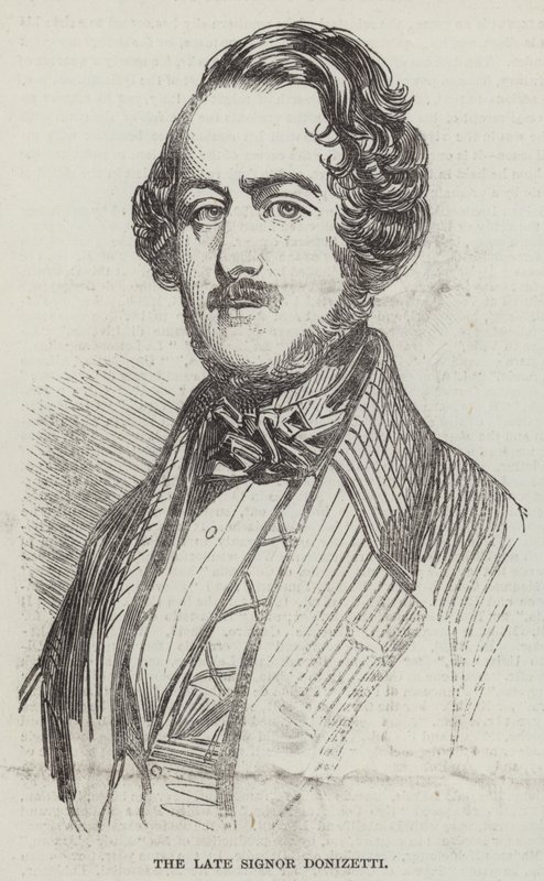 Der verstorbene Signor Donizetti (Gravur) von English School
