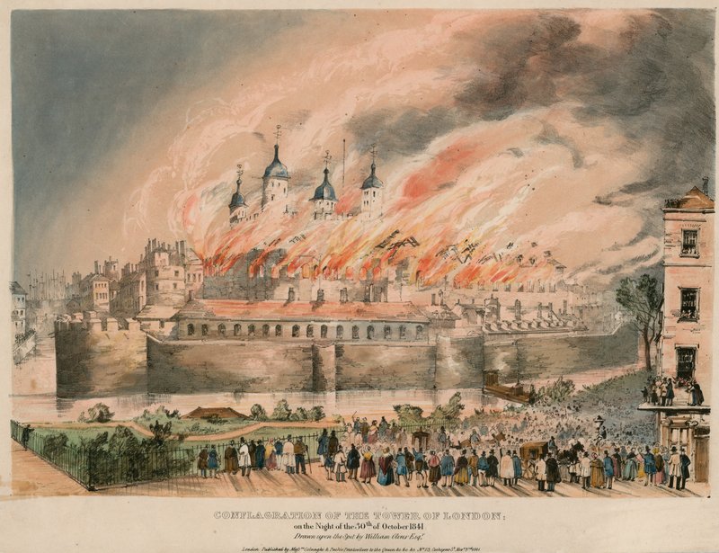 Tower von London Feuer, 1841 von English School
