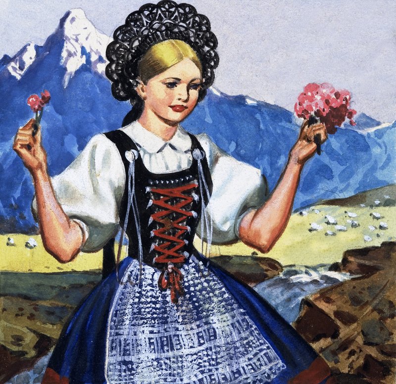 Traditionelle Tracht der Schweiz von English School