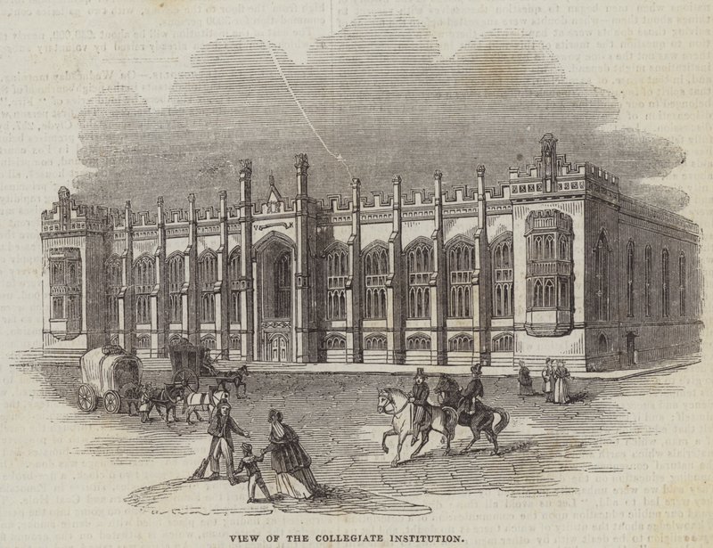 Ansicht der Collegiate Institution (Stich) von English School