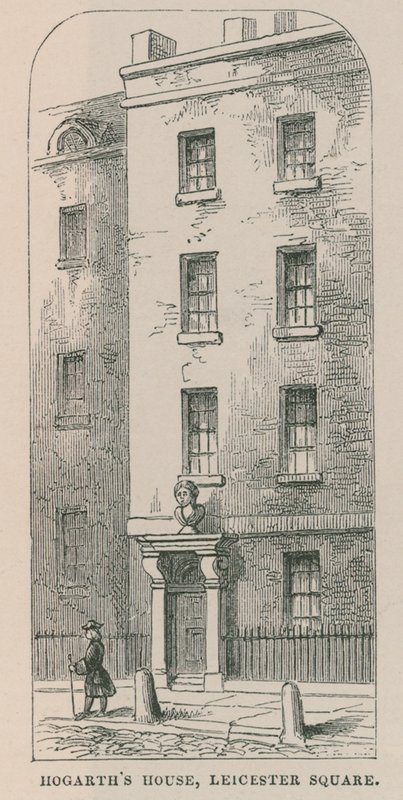 William Hogarths Haus, Leicester Square von English School