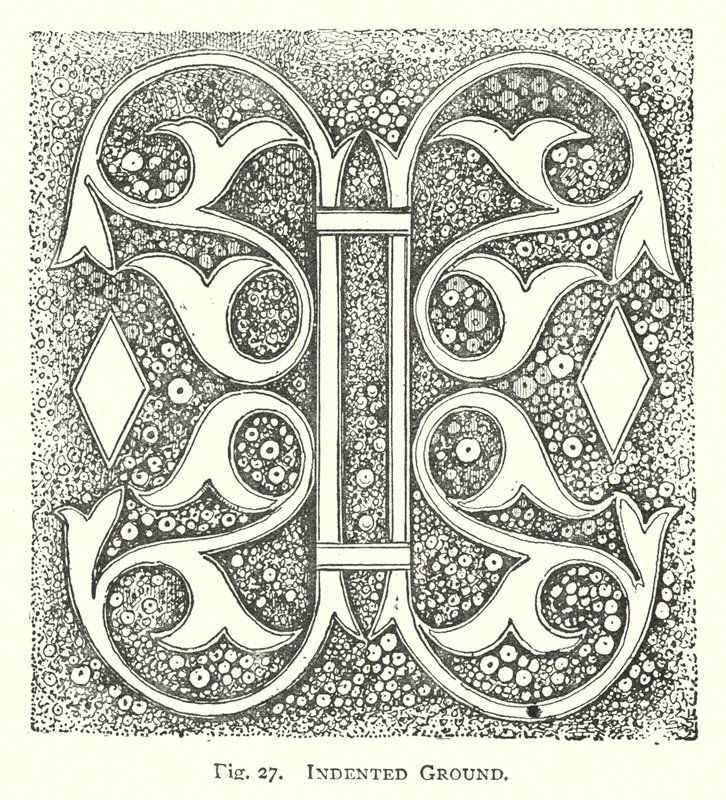 Holzschnitzerei: Eingekerbter Grund (Stich) von English School