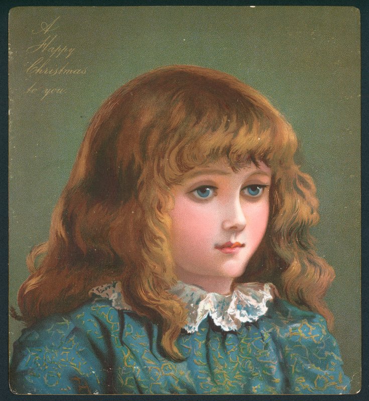 Nachdenkliches junges Mädchen, Weihnachtskarte von English School