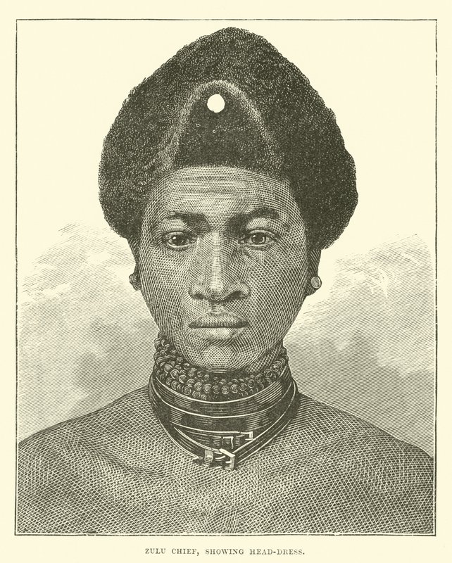 Zulu-Häuptling, mit Kopfschmuck von English School