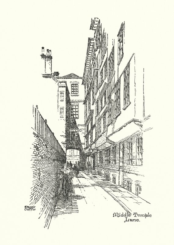 Altes London: Middle Temple Lane von Ernest (after) Coffin