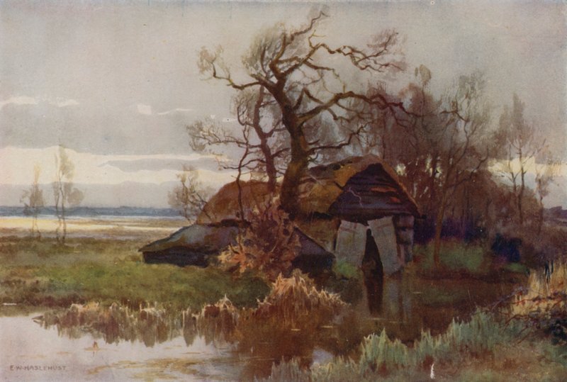 Alte Bootshäuser, Barton Broad von Ernest William Haslehust