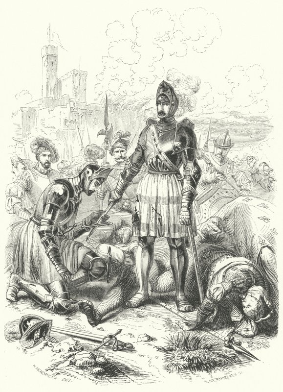 Franz I. von Frankreich kapituliert vor den Spaniern in der Schlacht von Pavia, 1525 von European School