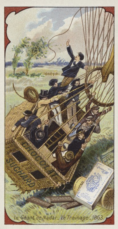 Nadars Ballon Geant schleift seinen Korb über den Boden, 1863 von European School