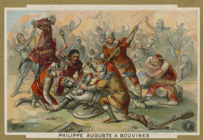Philipp II. von Frankreich bei der Schlacht von Bouvines, 1214 von European School