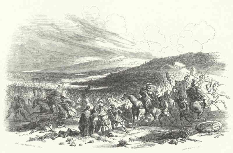 Schlacht von Presles, 57 v. Chr. (Stich) von European School